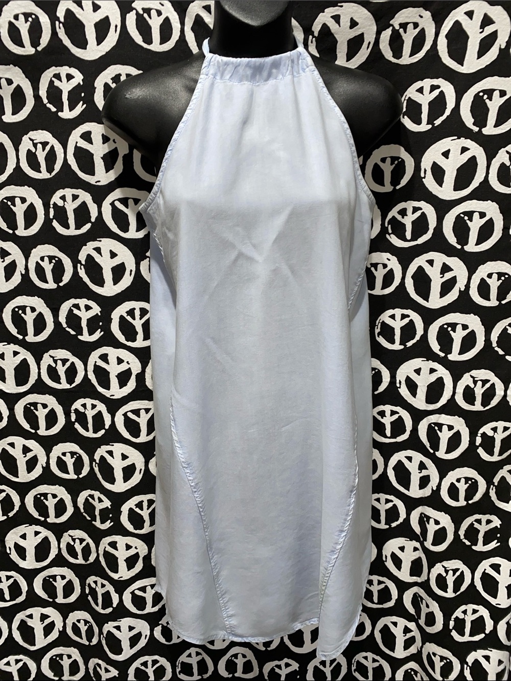 Bella Dahl Light Blue Drawstring/Halter Slip Chemise SZ XS